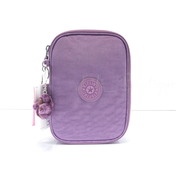 Kipling 100 Pens Case Pencil Accessory Box Polyamide AC3657 Purple Passion NWT - Picture 1 of 10